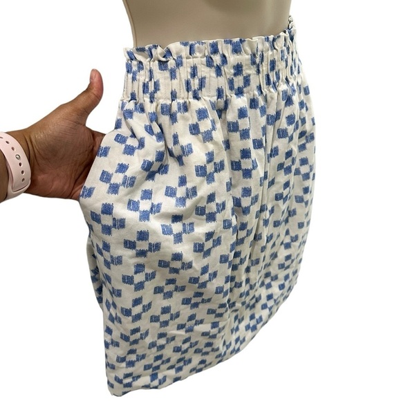 Madewell Skater Skirt White Blue Scribble Check Pattern - Picture 3 of 4